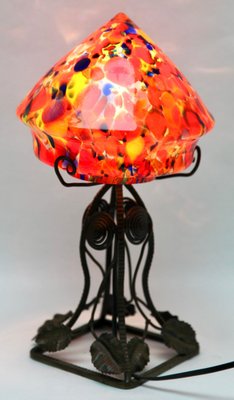 Lampe art nouveau / art déco fer forgé pâ