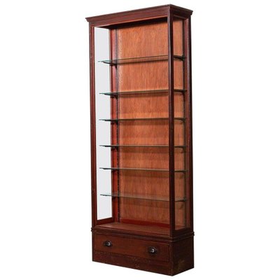19th Century English Oak Glazed Museum Display Cabinet 1890s