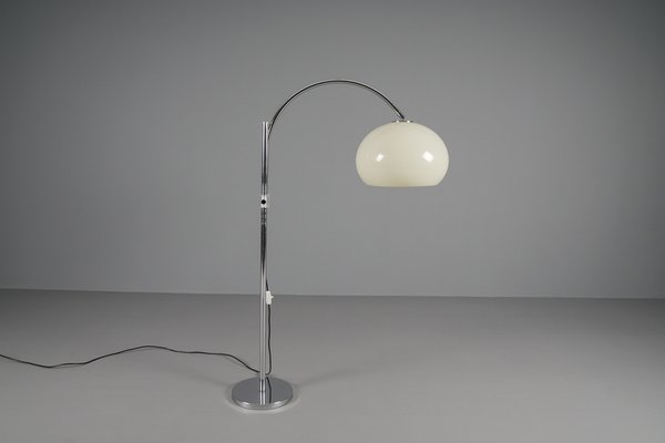 Space Age Chrome and Plastic Adjustable Arch Floor Lamp, Italy, 1970s for sale at
