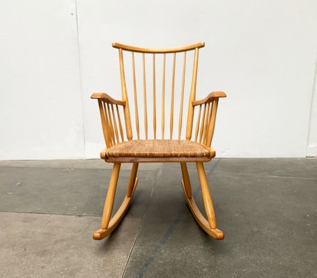 Mid-Century Model WK-S 7 Beech Rocking Chair by Arno Lambrecht for