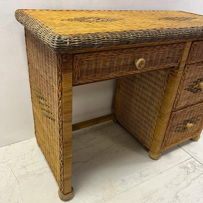 Vintage Wicker Desk or Dressing Table
