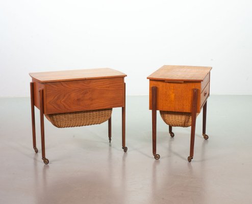 希少!Sewing table in teak & rattan ウェグナー-
