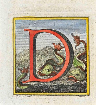 Luigi Vanvitelli, Letter of the Alphabet: D, Etching, 18th Century