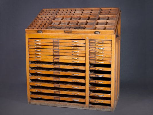 Antique Printers Cabinet 1890s For Sale At Pamono