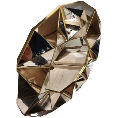 Diamant Spiegel mit Gold Messing Struktur, 1990er bei Pamono kaufen