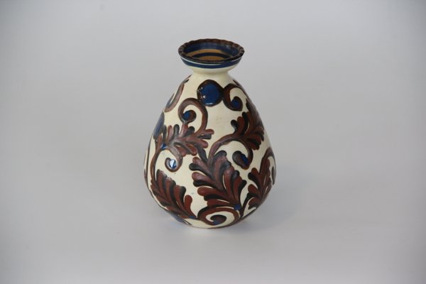 Vintage Blue Brown Glazed Vase From Kahler For Sale At Pamono
