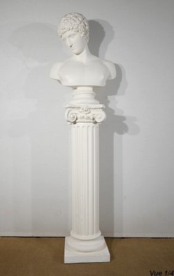 Bust of Caracalla on Column, Late 19th Century, Plaster for sale