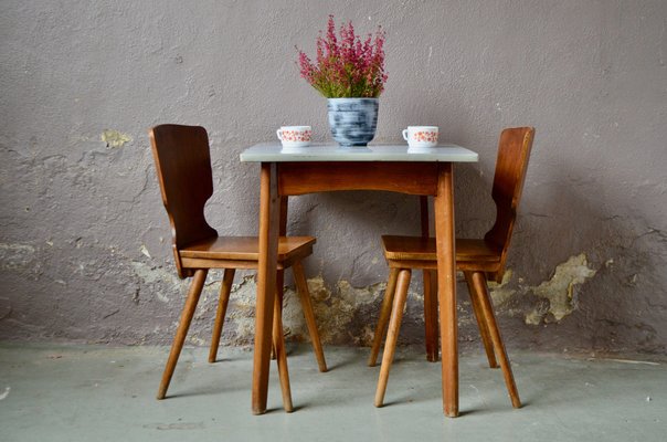 Small Vintage Formica Table with Compass Legs 1960s for sale at