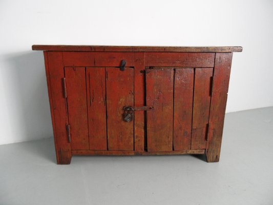 Antique Dutch Industrial Pine 2 Door Filing Cabinet 1890s for