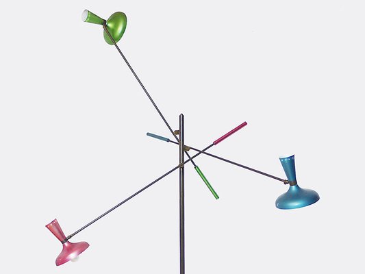 Italian Multi Colored Modernist Floor Lamp From Arredoluce 1950s