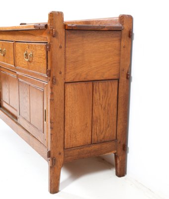 Arts Crafts Oak Credenza or Sideboard by Alexander J. Kropholler