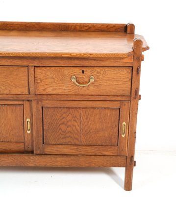 Arts Crafts Oak Credenza or Sideboard by Alexander J. Kropholler