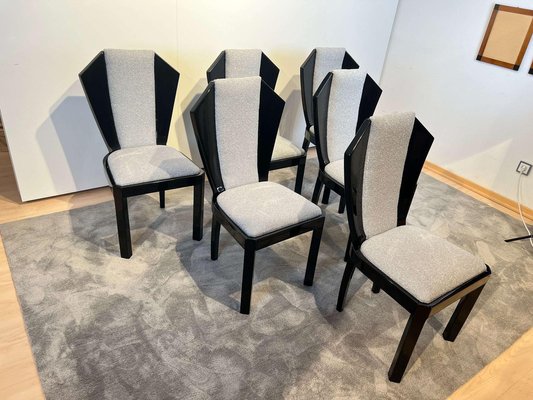 French Art Deco Dining Chairs Black Wood Frame and Black and -  Norway
