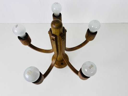 Wooden 5-Arm Pendant Lamp from Domus, 1960s for sale at Pamono