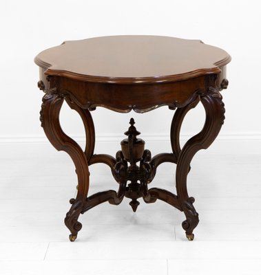 Victorian Rosewood Rococo Revival Carved Centre Hall Table, 1850s