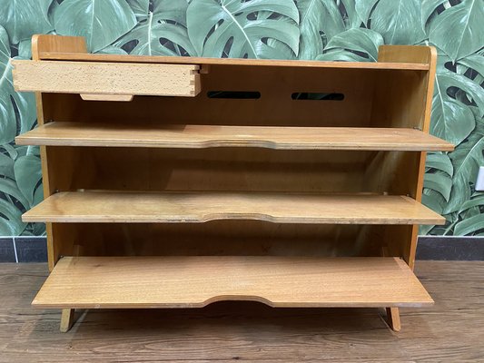 Mid Century German Red Yellow and Black Formica Shoe Cabinet