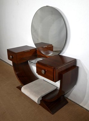 Coiffeuse Art Nouveau en Merisier et Marbre avec Miroir et Chaise, Set de 3  en vente sur Pamono
