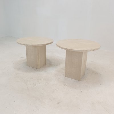 Italian Travertine Coffee Tables, 1980s, Set of 2 for sale at Pamono
