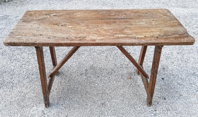 Tavolo in legno grezzo, inizio '900 in vendita su Pamono