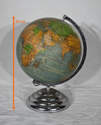 ANCIEN VINTAGE DESIGN Globe Terrestre Lumineux Lampe De Bureau