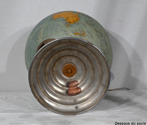 Globe Terrestre Lumineux en Verre de Perrina, 1960s