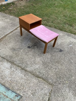 Mid Century Teak Telephone Bench 1960s