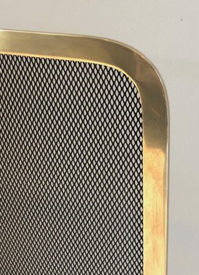 Brass and Mesh Fire Screen, 1970s for sale at Pamono