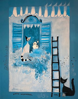 Rosina Wachtmeister, Les chats et l'échelle, 1994, Lithograph for sale at  Pamono
