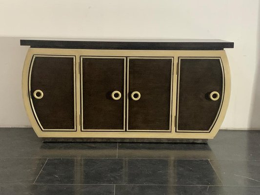 Art Deco Style Lacquered Sideboard with Rounded Sides 1990s