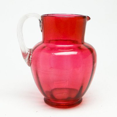 Pretty 眠く Cranberry & Vaseline Glass Jug