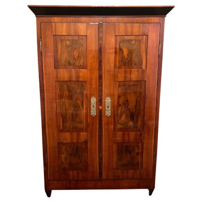 Biedermeier Armoire in Cherry Walnut Ebony Brass South Germany 1820s
