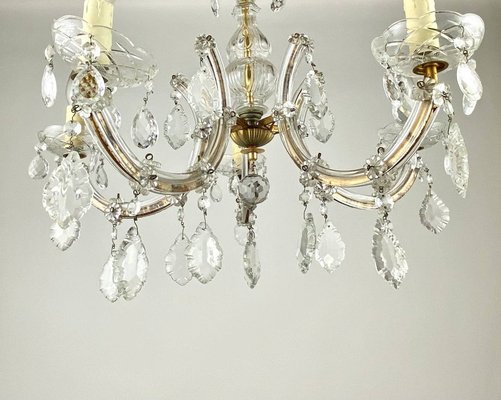 Vintage Maria Theresa Style Chandelier in Gilt Brass Crystal for