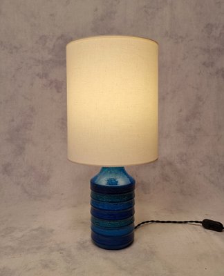 Italian Pottery Cylinder Form Lamp with Striped Glaze Italian Pottery Cylinder Form Lamp with Striped Glaze