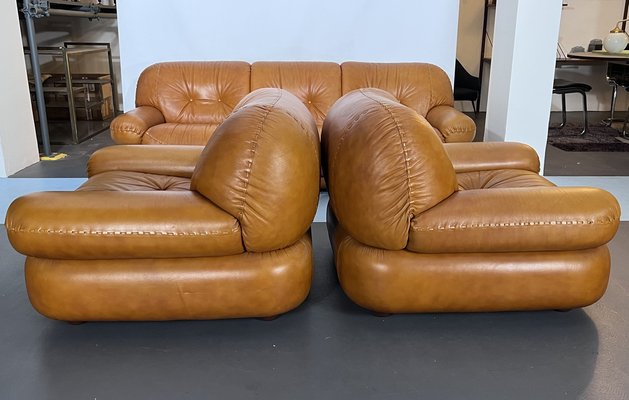 sofa single 1980-70年代　vintage Vintage Mobil for Sapporo by Armchairs and Sofa Leather Cognac 1人掛けソファ