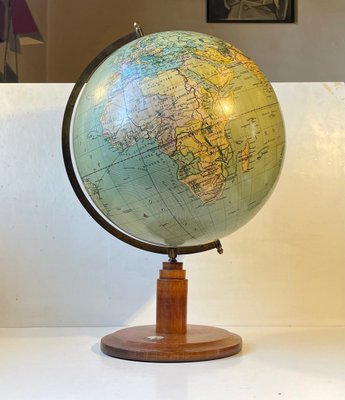 Art Deco Danish Heimdal No. 34 World Globe with Compass on a