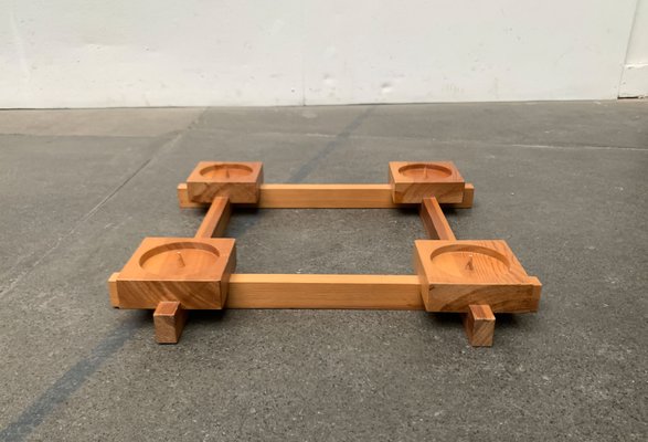 Mid-Century Brutalist Scandinavian Wooden Candleholder, 1960s for