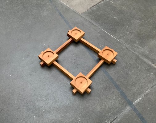 Mid-Century Brutalist Scandinavian Wooden Candleholder, 1960s for