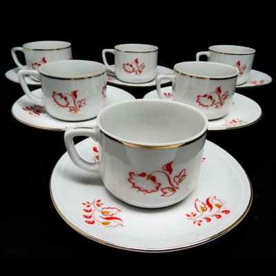Art Deco Coffee Cups and Saucers from mielw Factory, Poland, 1930s, Set  of 12