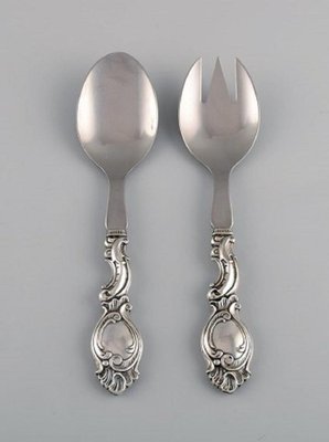 Rococo Style Danish Silver Cutlery 1940s Set of 5 for sale at Pamono