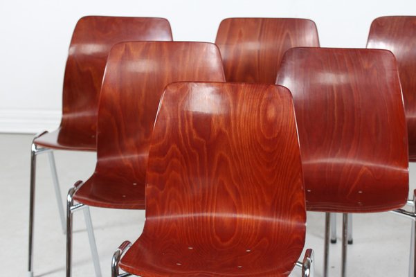 German Molded Plywood Stacking Chairs by Elmar Flötotto for
