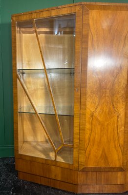 Art deco sale walnut display cabinet