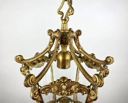 Lampe suspendue sur E27 40W en acier, verre Brackage en laiton B: 17,5