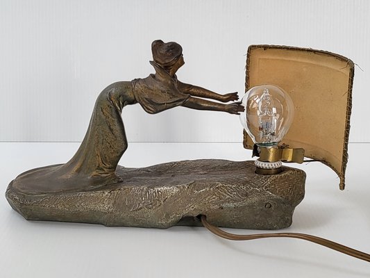 Art nouveau bronze lamp deals