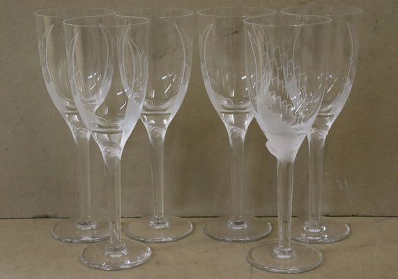 Twelve Crystal Angel Champagne Flutes by Marc Lalique, 1948, Set