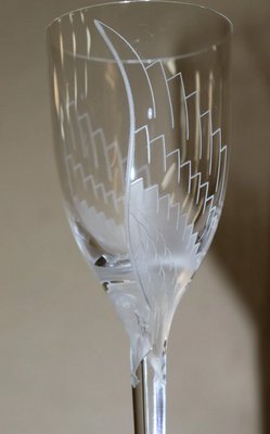 Twelve Crystal Angel Champagne Flutes by Marc Lalique, 1948, Set of 12 for  sale at Pamono
