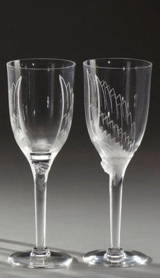 Twelve Frosted Roman Numial Party Champagne Glasses