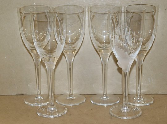 Twelve Crystal Angel Champagne Flutes by Marc Lalique, 1948, Set