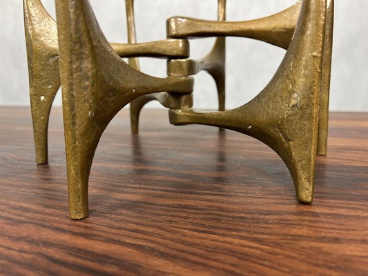 Bougeoir Brutaliste En Pierre Sculptée, Style Antique, Années 1960, Fait Main