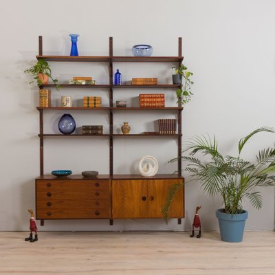Rosewood Wall Unit with a Dresser and a Lighted Bar Cabinet by Thygesen and Sorensen for Hansen Guldborg 1960s