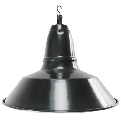 Vintage Industrial French Black Enamel Pendant Lights